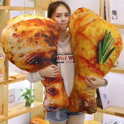 Giant Fried Chicken Drumstick Plush Toy – Funny Food Stuffed Body Pillow