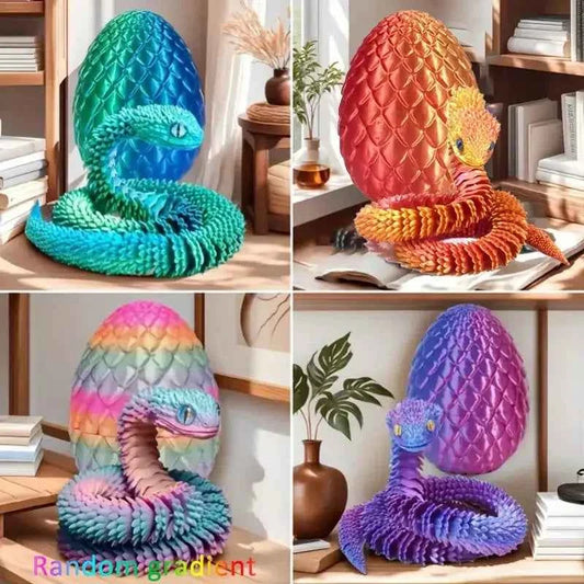 3D Printed Snake Surprise Egg Set – Flexible Jointed Figurines (4 Eggs + 4 Snakes)