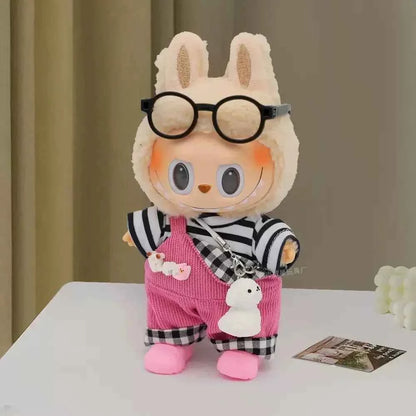 For Labubu V1 V2 v3 Cute Doll Clothes Fashion Sweater Outfit Accessories Sitting Party Pink White Striped Sweater Cup Clothing