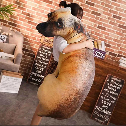 3D Lifelike Dog Throw Pillow – Funny Cute Dog Head Printed Cushion for Home B