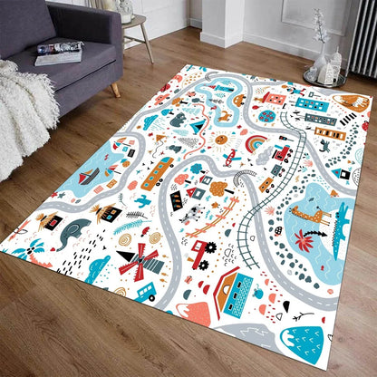 Kids Car Play Mat Rug – Highway City Traffic Road Carpet