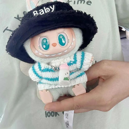 For Labubu 15-17cm V1 v2 Clothes Outfit Sitting Clothes Cute Sweater Hat Outfit Accessories Fashion Dolls Accessories No Dolls