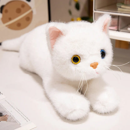 Lifelike Cat Plush Toy – Premium Fluffy Kitten Stuffed Animal (8 Styles) White