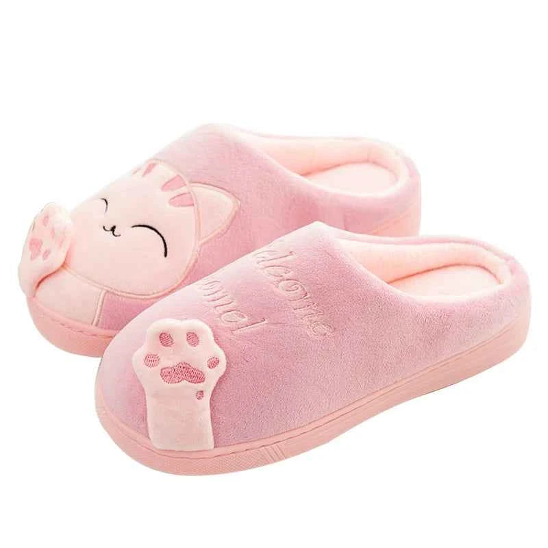 Women's Kawaii Cat Decor Slippers Comfortable Plush Lined