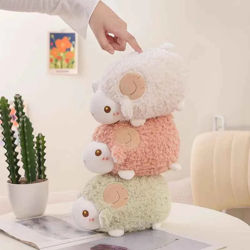 23cm Sweet Lamb Doll Plush Toy White Pink Green Sheep Cartoon Stuff Animal Plushie Peluche Head Pillow Decor Gift