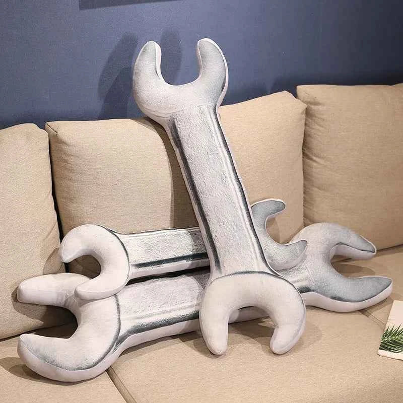 Giant Wrench Plush Pillow - Funny Oversized Tool Stuffed Cushion Home Sofa Decor and Gag Gift, 70cm