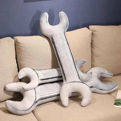 Giant Wrench Plush Pillow - Funny Oversized Tool Stuffed Cushion Home Sofa Decor and Gag Gift, 70cm