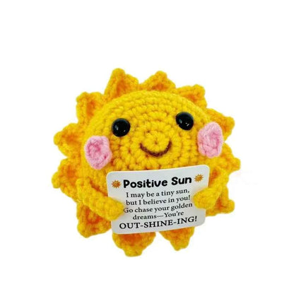 Funny Crochet Emotional Support Coffee Doll Card Desktop Sun