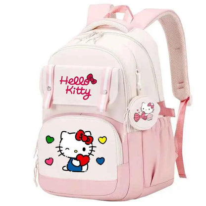 Hello Kitty Large Capacity Backpack Cartoon Daypack Travel Commute Knapsack School bag for Kids Girls Mochila With Coin Purse