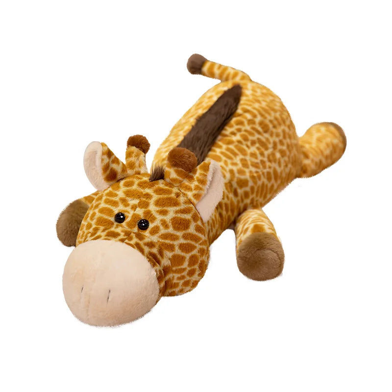 Giant Fluffy Giraffe Plush Toy – Cute Sleeping Giraffe Body Pillow Brown