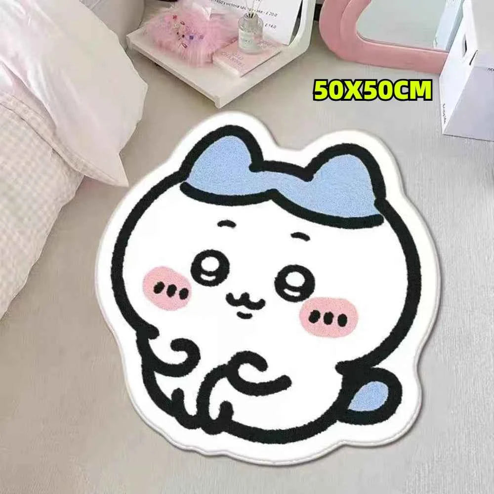 Chiikawa Hachiware Usagi Plush Area Rug - Non-Slip Floor & B 50x50cm