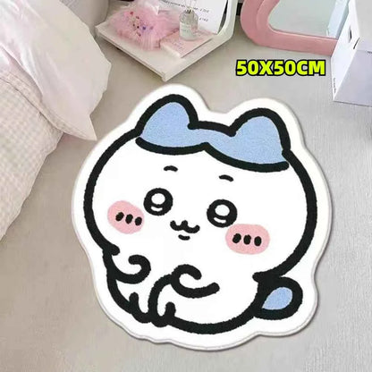 Chiikawa Hachiware Usagi Plush Area Rug - Non-Slip Floor & B 50x50cm