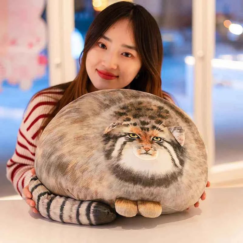 Pallas's Cat Plush Toy – Realistic Manul Cat Stuffed Animal Pillow