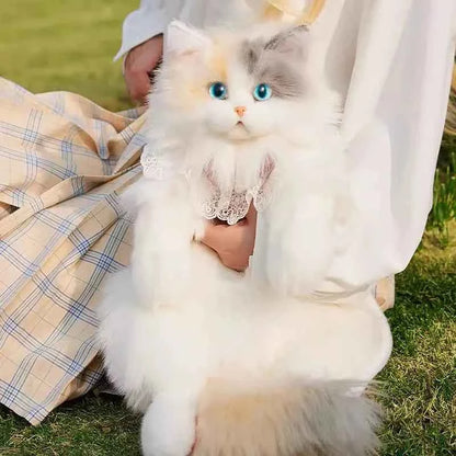 Super Realistic Three Flower Cat Plush Backpack - Pure Handmade Cute Stuffed Animal Bag Gift