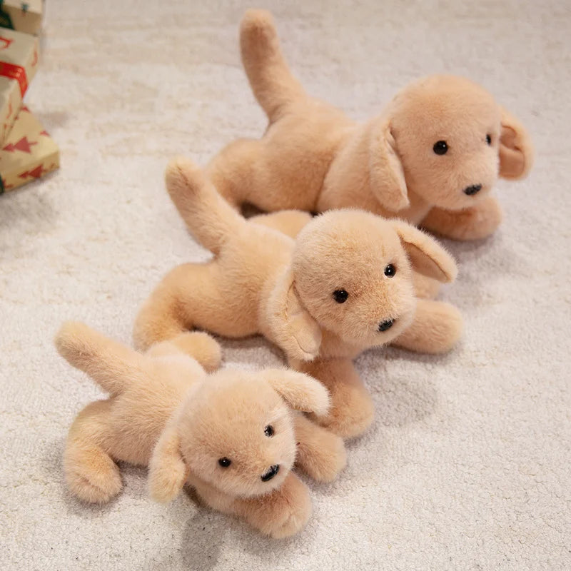 Kawaii Lifelike Dog Plush Pillow - Soft Stuffed Golden Retriever and Labrador Toy in 2 Colors and 3 Sizes, 30-43cm