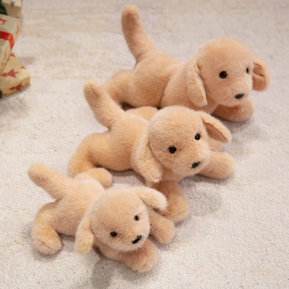 Kawaii Lifelike Dog Plush Pillow - Soft Stuffed Golden Retriever and Labrador Toy in 2 Colors and 3 Sizes, 30-43cm