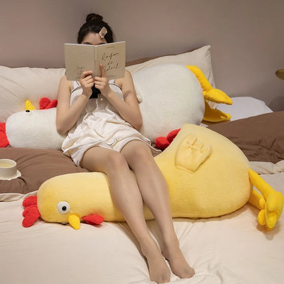 Giant Yellow Chicken Plush Pillow – Soft Stuffed Animal Cushion (60–140 cm)
