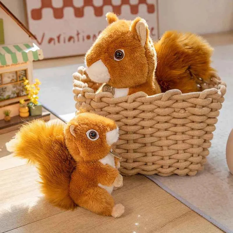 Adorbale Furry Hair Big Umbrella Tail Plush Toy Realistic Squirrel Cute Soft Stuffed Animals Doll Pillow For Girls Children Gift
