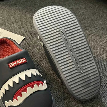 Kawaii Winter Plush Shark Slippers - Unisex Non-Slip Soft Warm EVA Home Shoes