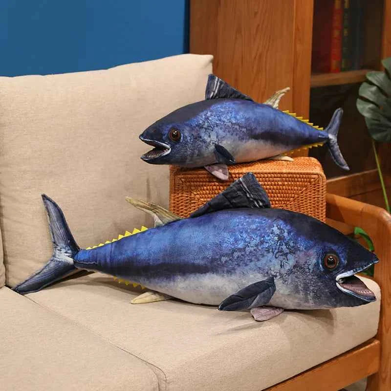 Realistic Tuna Fish Plush Pillow – Soft Stuffed Tuna Body Cushion