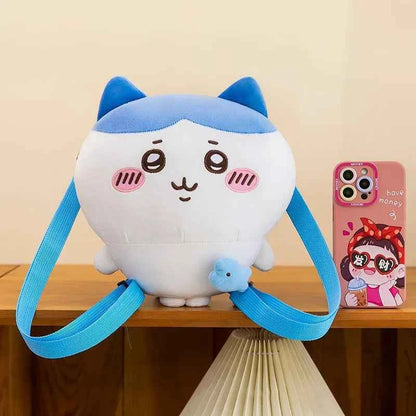 Kawaii Mini Doll Backpack - Cute Cartoon Plush Charm Bag in 3 Colors, Yellow Blue White Blue