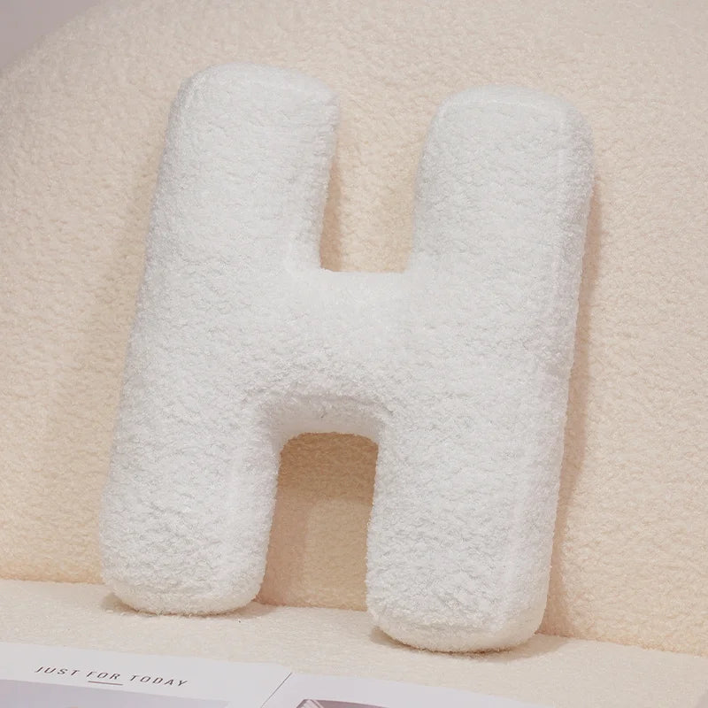 Kawaii English Letter Plush Pillow – Soft Stuffed Alphabet Sofa Cushion & Kids Learning Toy (A–Z + Heart) H