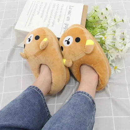 Luxury Winter Cute Bear Cotton Slippers - Couple Home Indoor Warm Flat Slides