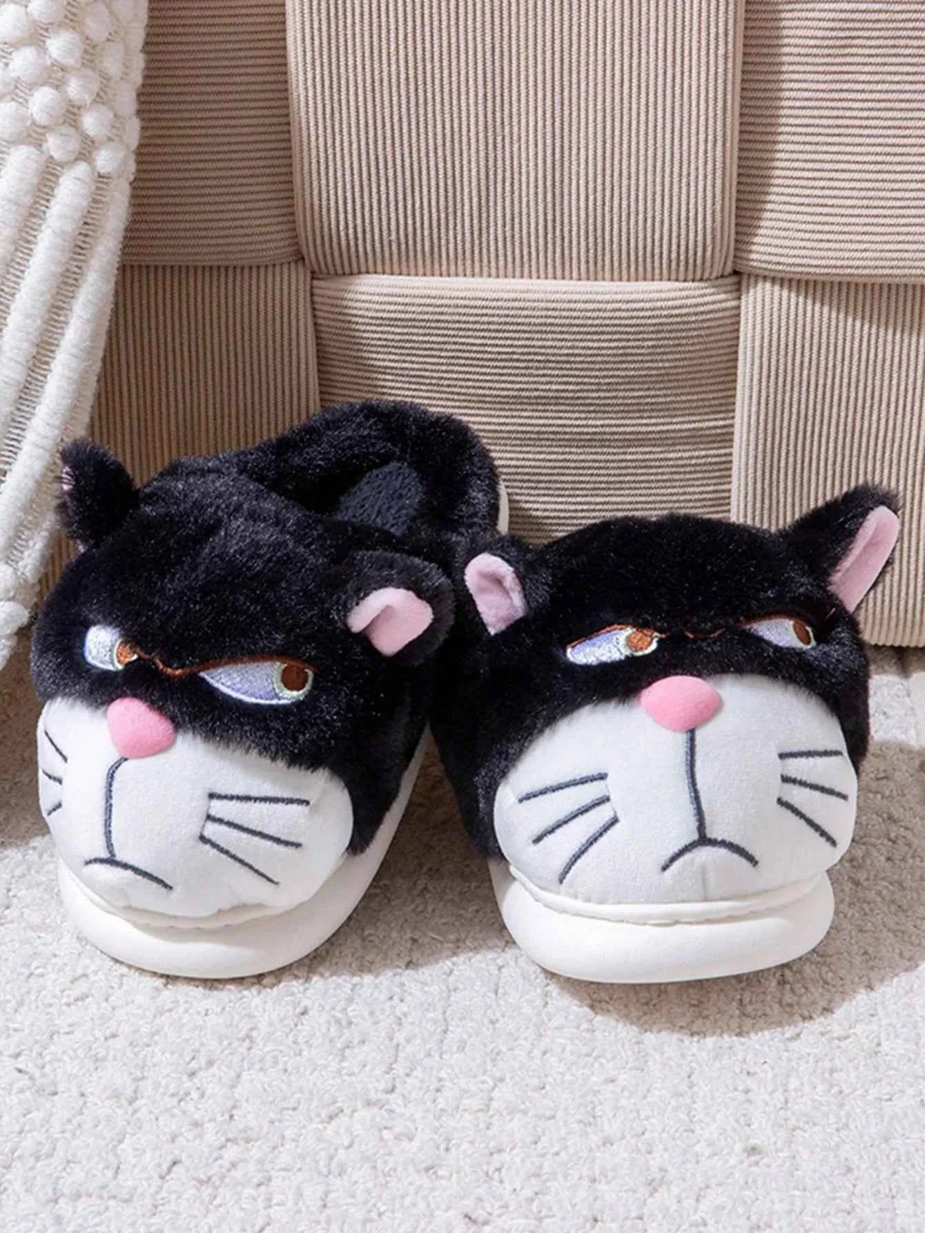 Cute Cat Couple Cotton Slippers - Men's/Women's Winter Warm Thick Bottom Home Shoes