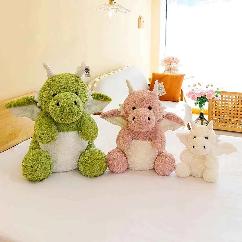 Green Little Flying Dragon Plush Toy – Soft Stuffed Dragon Pillow
