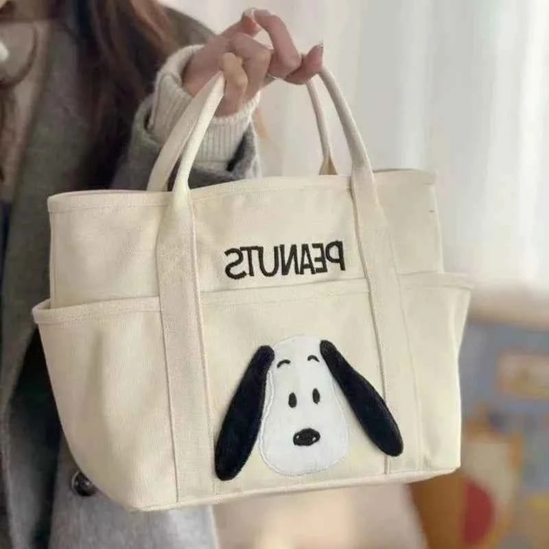 Snoopy Canvas Shoulder Bag – Large Capacity Multi-Pocket Handbag