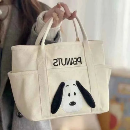 Snoopy Canvas Shoulder Bag – Large Capacity Multi-Pocket Handbag