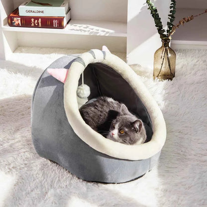 Snoozify Calming Cat/Dog Bed (Up to 18.8 in) - Cozy Semi-Enclosed Nest