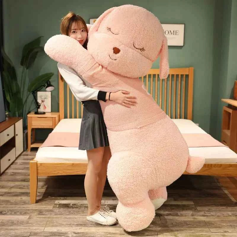 Giant Lying Dog Plush Toy – Soft Sweater Puppy Body Pillow