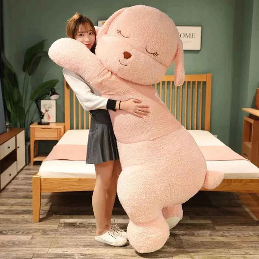 Giant Lying Dog Plush Toy – Soft Sweater Puppy Body Pillow