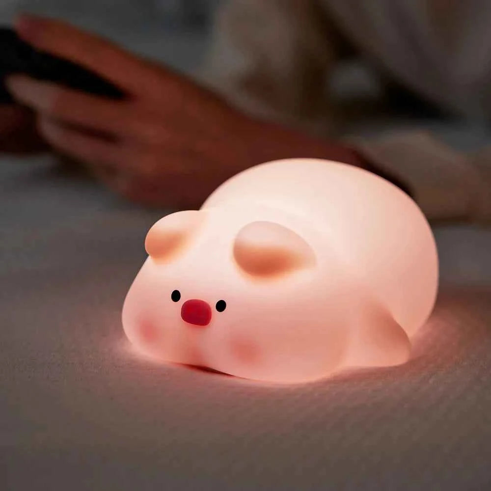 Kawaii Animal LED Night Light (3.9 in) - Dimmable Silicone Table Lamp Rechargeable
