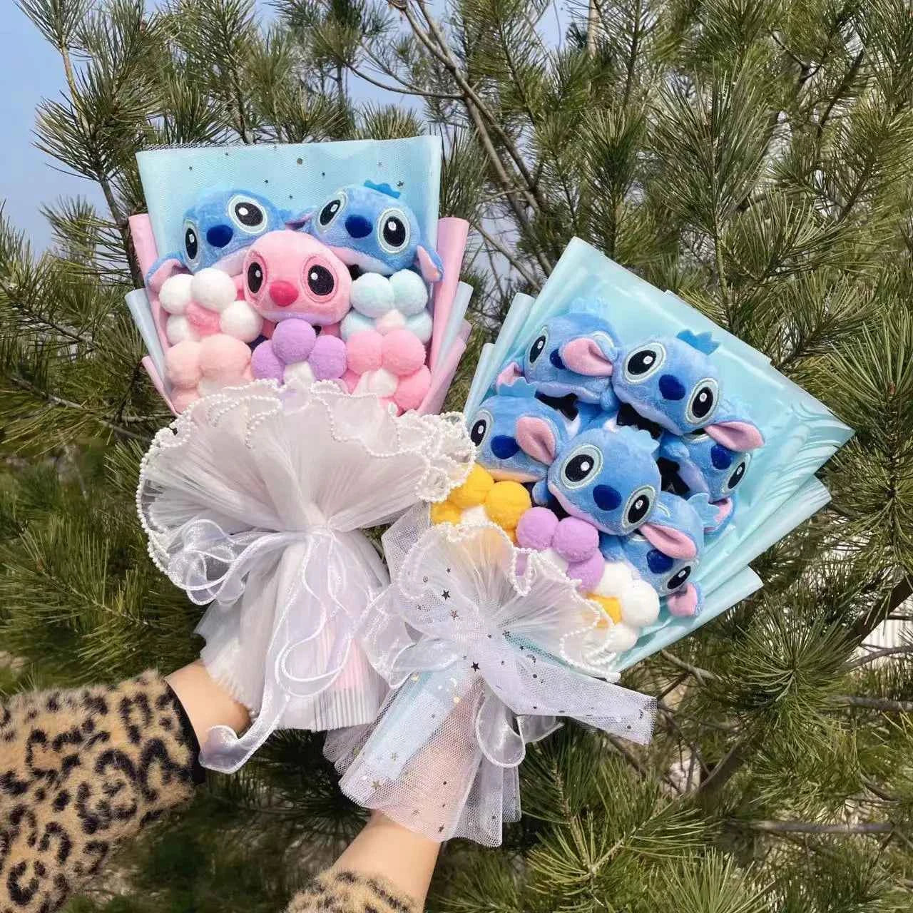 Super Soft Anime Stitch Plush Bouquet (11.0-13.8 in) - Stuffed Doll Gift