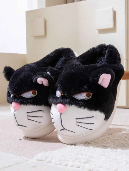 Cute Cat Couple Cotton Slippers - Men's/Women's Winter Warm Thick Bottom Home Shoes