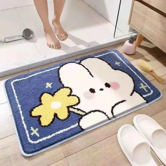 Cute Rabbit Carpet Bathtub Carpet Non-Slip Absorbent Mat Style 1