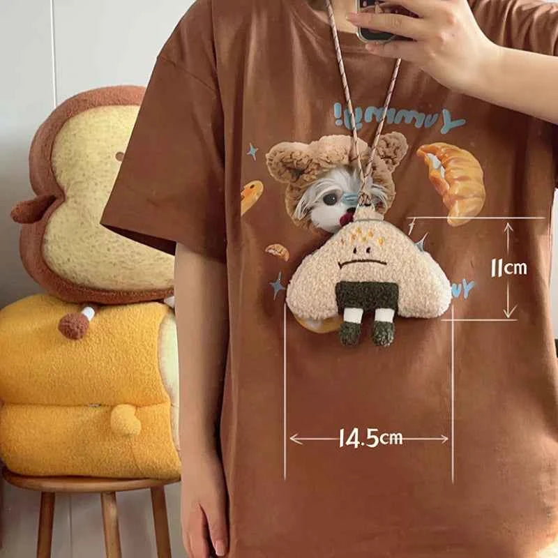 Japanese Kawaii Bag New Women Cartoon Rice Ball Plush Shoulder Bags Women Crossbody Bags Neck Purse Bag Satchel Feminina