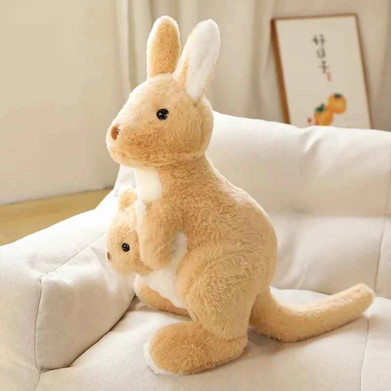 Mother & Baby Kangaroo Plush Toy – Kawaii Giant Stuffed Animal Hug Pillow Brown