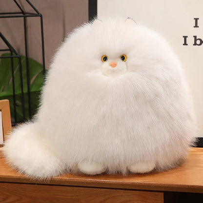 Fluffy Cat Plush Toy – Soft Stuffed Cat Pillow White