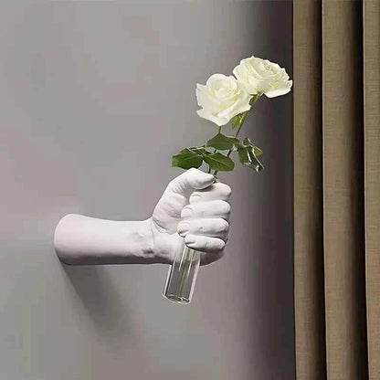 Modern Geometric Resin Wall Vase – Handmade Hanging Flower Vase for Home Decor White