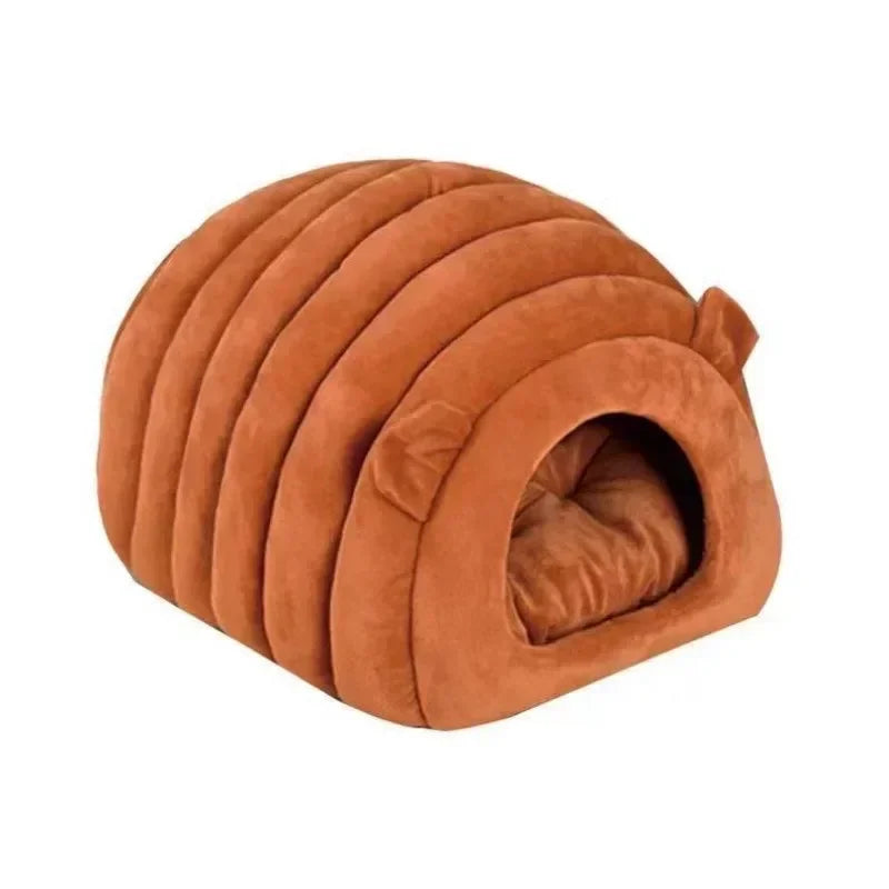 Pumpkin Cat Nest Cave Bed - Half-Enclosed Washable Pet Bed with Removable Cushion, 3 Colors and 2 Sizes