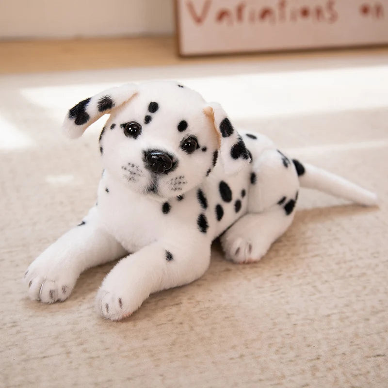 Realistic Dalmatian Plush Toy – Cute Spotted Dog Stuffed Animal Puppy Doll White C