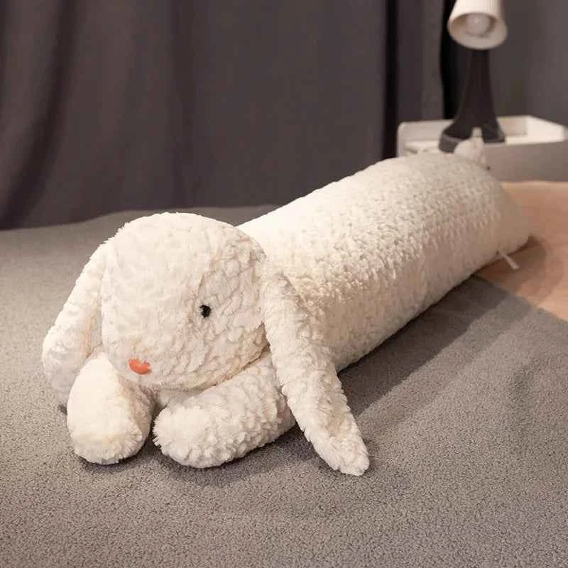 Kawaii Long Gaint Curly Animal Bunny Plush Pillow Doll Bear White bunny