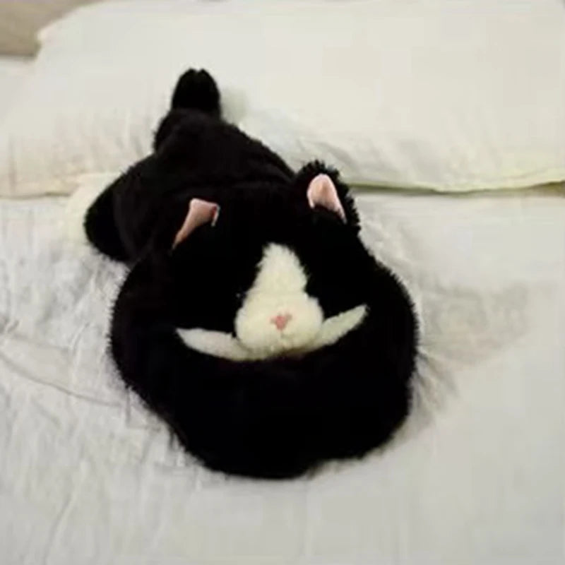 30/65CM Long Arm Weighted Series Panda Koala Dinosaur Tree Lazy Bear Plush Doll Cute Cartoon Animal Lying Doll Party Gift black cat