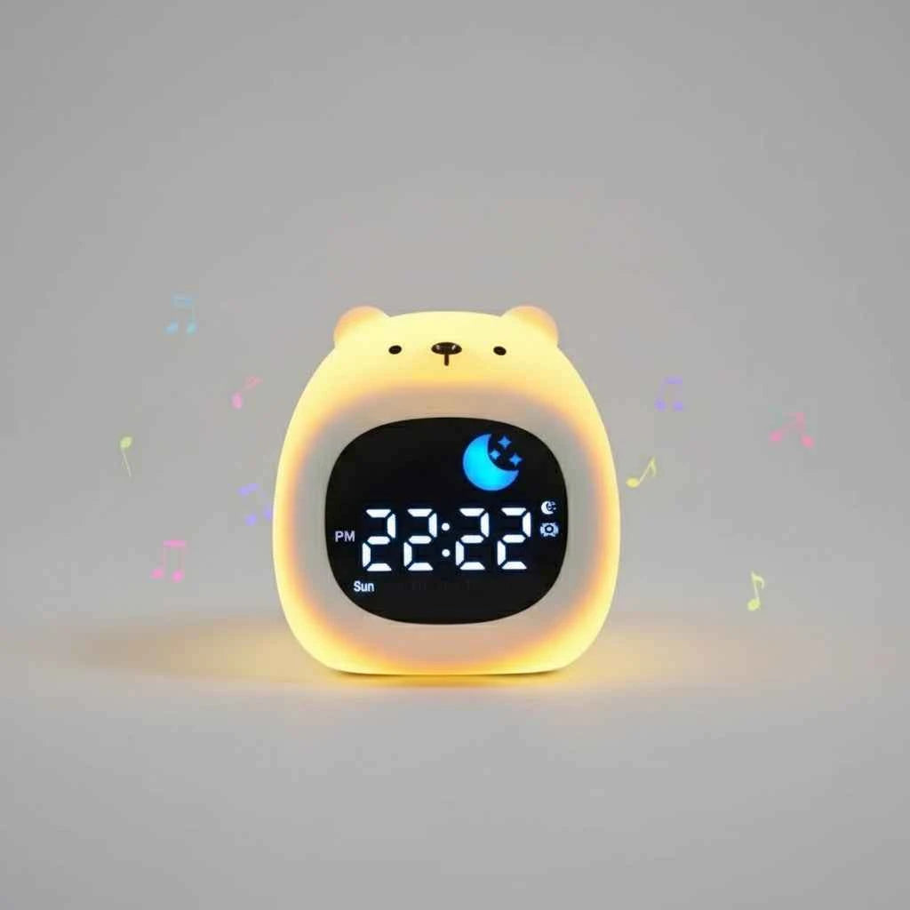 Kawaii Puppy Sleep Training Alarm Clock (3.9 in) - Cute Touch Night Light for Kids