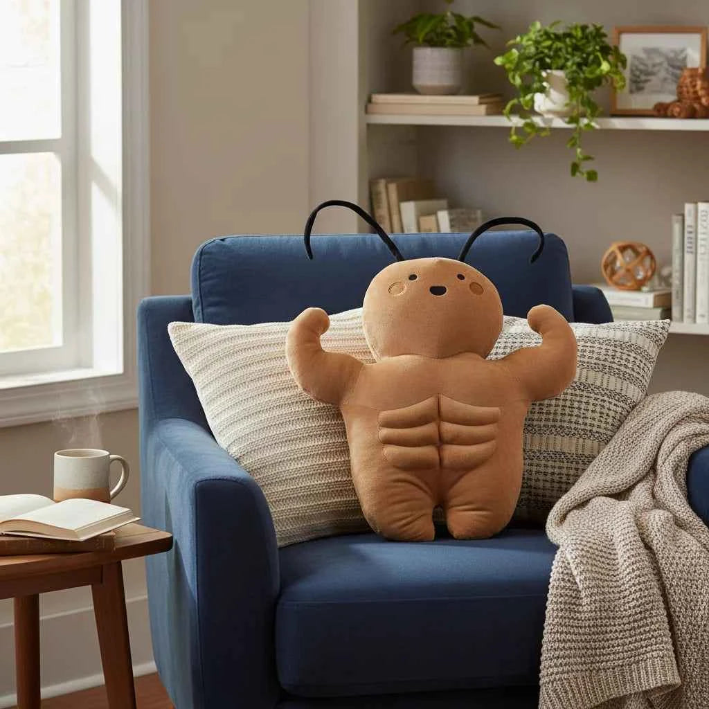 Funny Muscle Cockroach Plush Toy – Huggable Buff Roach Plush Doll