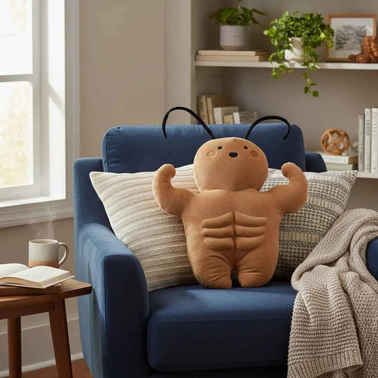 Funny Muscle Cockroach Plush Toy – Huggable Buff Roach Plush Doll