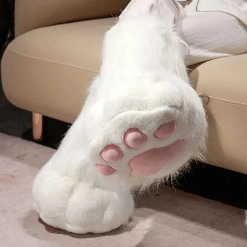 Kawaii Plush Cat Claw Mittens - Furry Fox Paws Gloves with Bird Wings for Halloween Cosplay